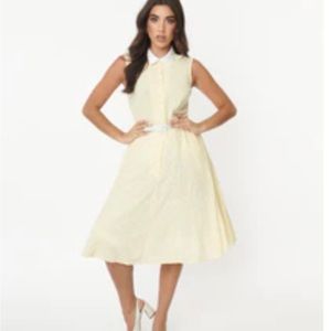 Unique Vintage Yellow Gingham & White Daisies
Darlene Swing Dress